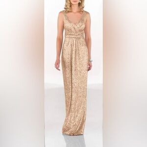 Sorella Vita Gold Sequin Formal Gown, Size 6, Wedding, Mother of Bride/Groom